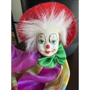 Vintage GANZ Clown, Posable, Porcelain hands/feet, 13”